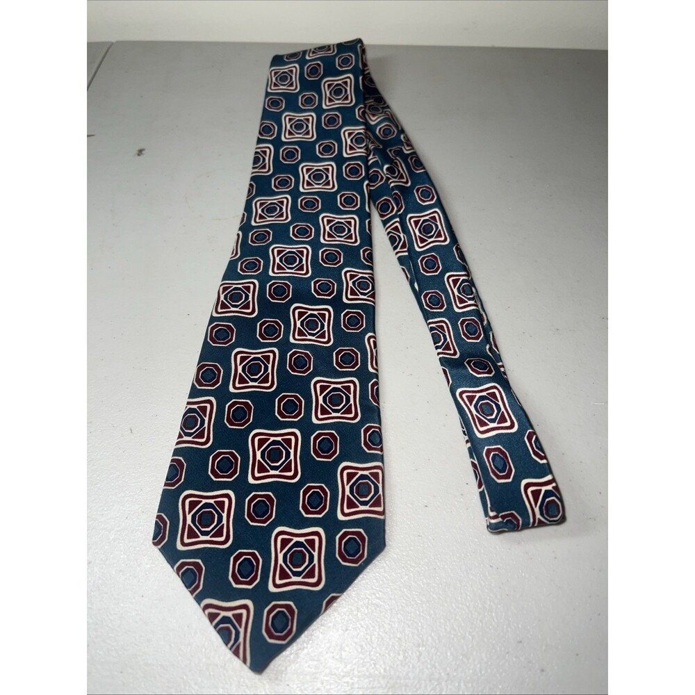 vintage yves saint laurent tie Teal Abstract 100% Silk